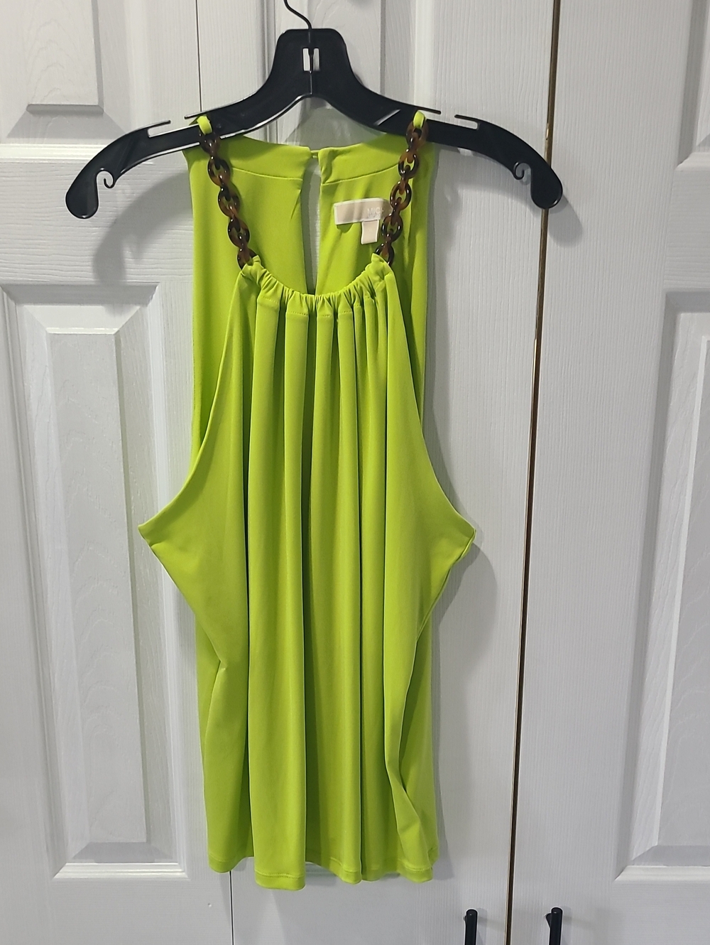 Michael Kors Lime Green Halter Camisole with Tortoiseshell Chain Straps